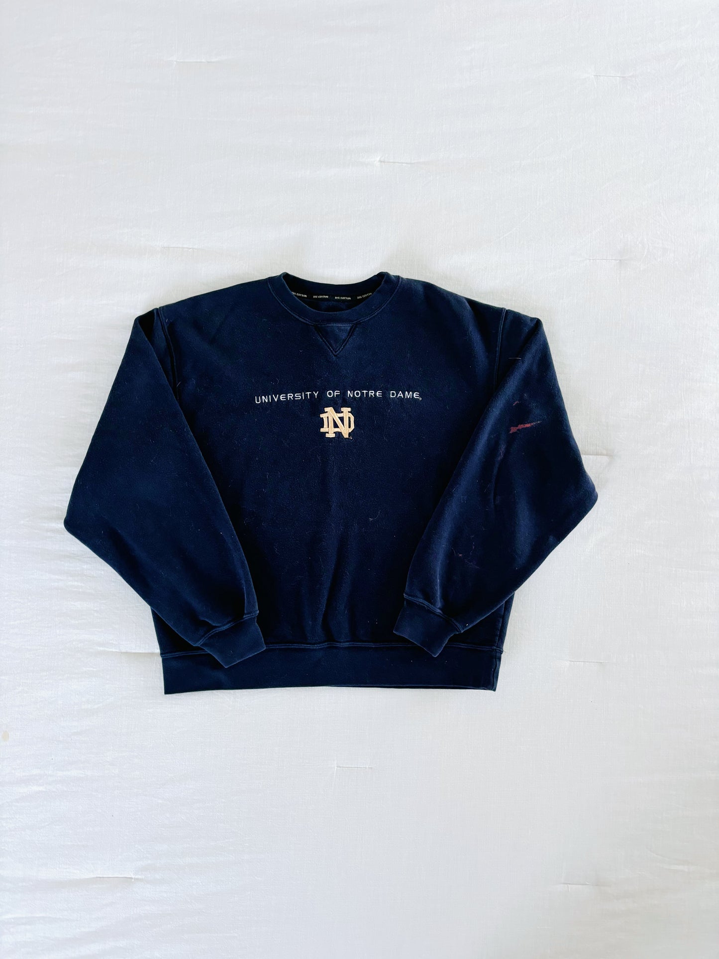 Large Navy University of Notre Dame Crewneck Sweatshirt