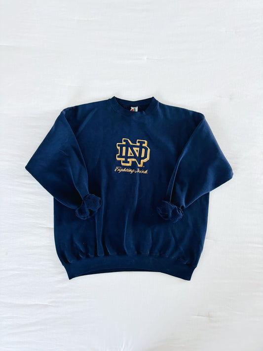 Extra Large Navy Fighting Irish Crewneck Sweatshirt