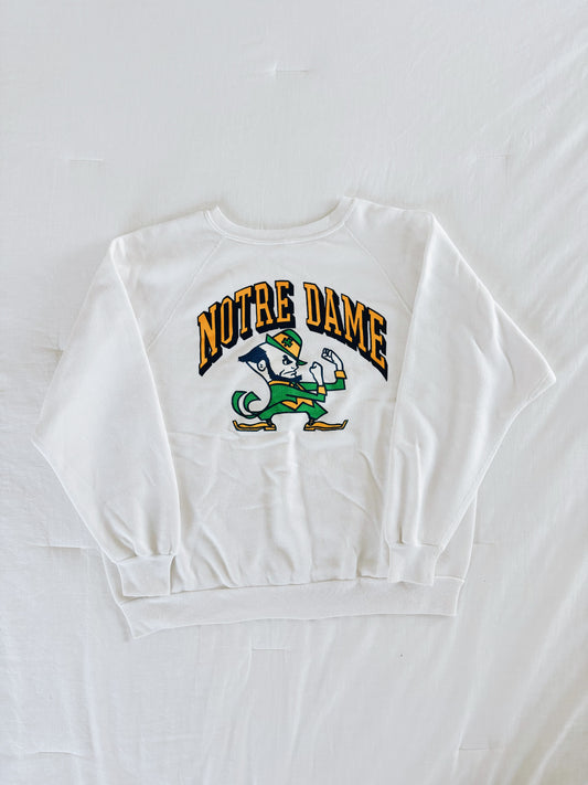 Medium White Notre Dame Crewneck Sweatshirt